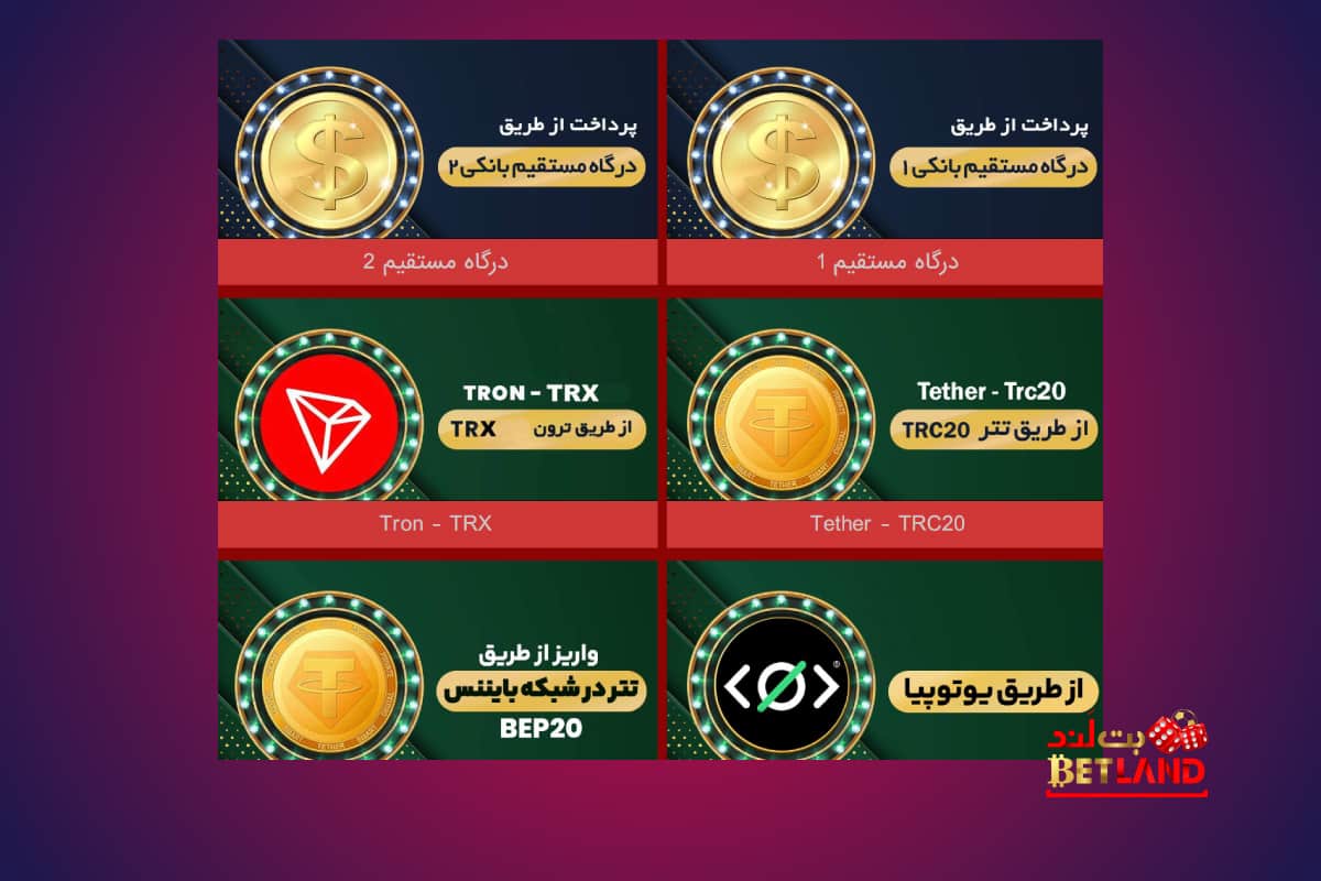 روش‌های شارژ حساب و برداشت در آریا بت