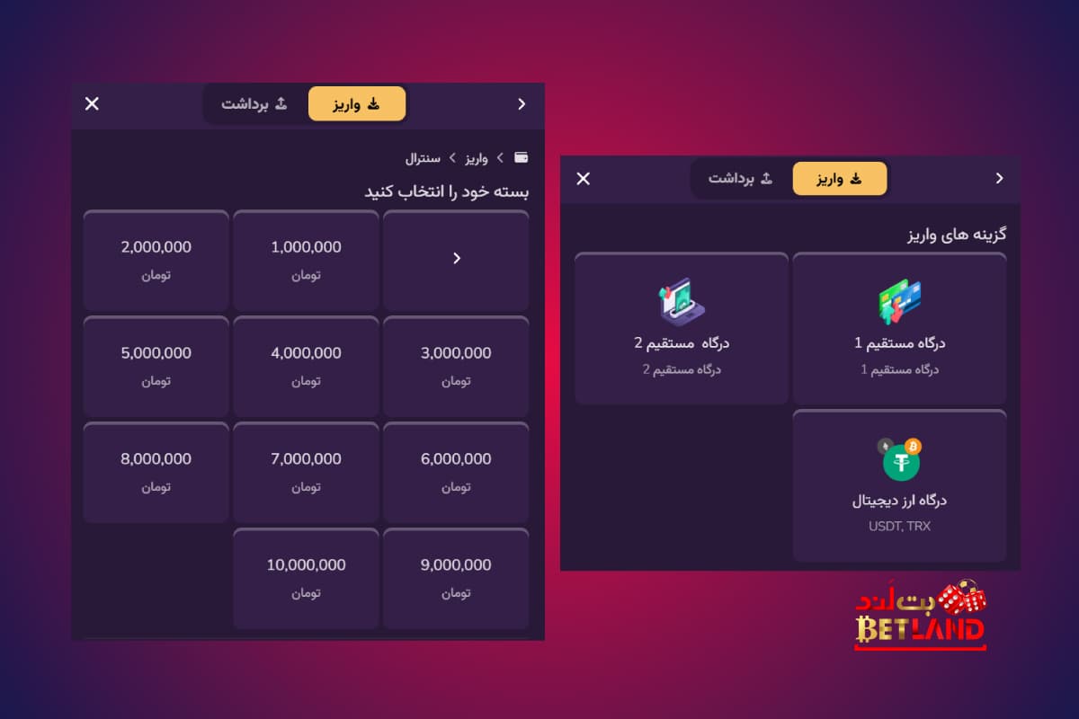 روش‌های واریز و برداشت در شاه بت